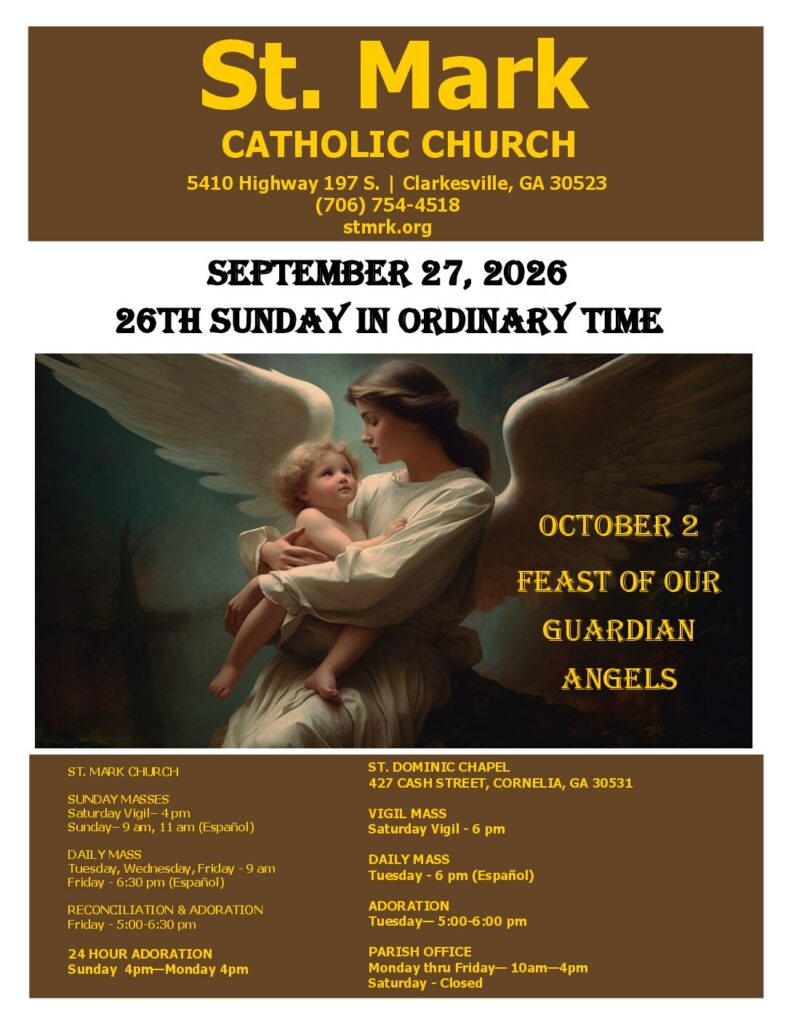 First page preview of the parish bulletin for September 27, 2026